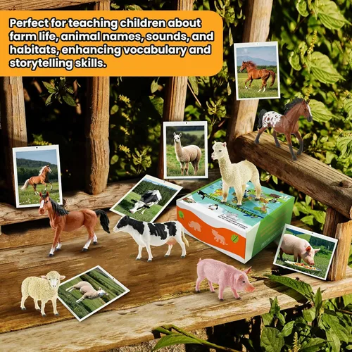 Miniatura 4 de Zippytots 6 piezas Juguetes de Animales de Granja para Niños 3-5 Figuras de Animales de Granja de Plástico Realistas Juguetes Educativos