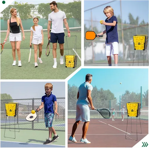 Miniatura 8 de Colector de tolva de pickleball con ruedas, capacidad de 40 bolas de pickleball, parte superior ligera de pickleball, herramienta de recolección