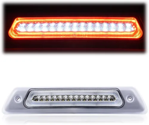 GRAND ORANGE Tercera luz de freno LED compatible con Ford F150 2009-2014 Luz de freno trasero de montaje alto, lámpara de carga, carcasa cromada,