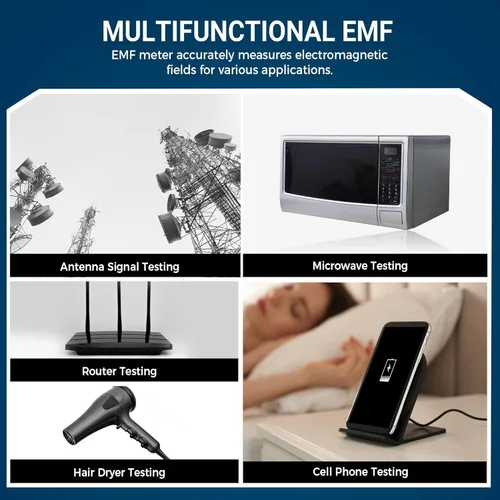 Miniatura 6 de Medidor EMF recargable, detector de campo electromagnético de mano con LCD digital, adecuado para inspecciones EMF en el hogar y al aire libre