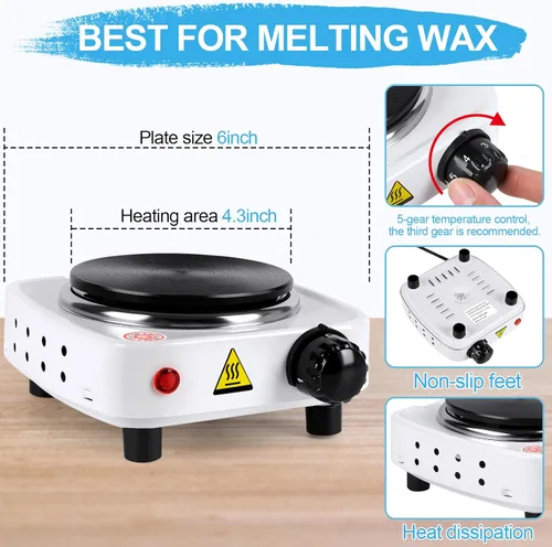 Miniatura 4 de DINGPAI Placa caliente para hacer velas, placa eléctrica de color blanco para derretir cera, chocolate, caramelo y más