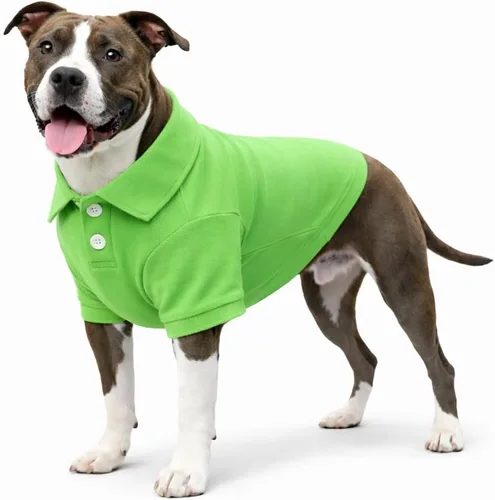 Miniatura 12 de lovelonglong Polo básico para perro, de algodón de primera calidad, para perros grandes, medianos y pequeños, con cuello de dos botones, color Negro