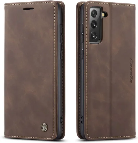 Miniatura 26 de Funda tipo cartera compatible con Samsung Galaxy S21 con tarjetero de bloqueo RFID, funda de piel con función atril para Samsung Galaxy S21 de 6.2