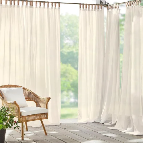 Elrene Home Fashions Darien - Panel de cortina transparente para interiores y exteriores, resistente a la intemperie, con lengüetas, para porche,