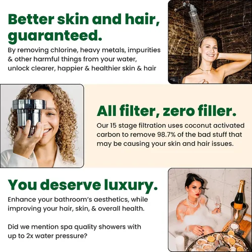 Miniatura 2 de Eskiin – Cabezal de ducha con filtro: el mejor cabezal de ducha con filtros para cabello y piel saludables – Suavizador de agua de alta presión