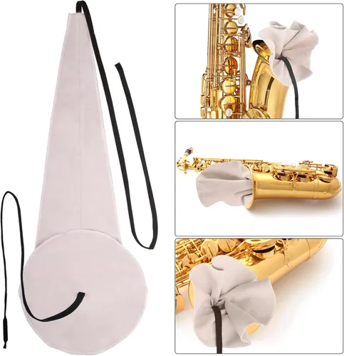 Miniatura 4 de Kits de limpieza de saxofón con estuche para instrumentos de trompeta, flauta de saxo y clarinete, 8 cojines de boquilla de saxofón, cepillo de Beige