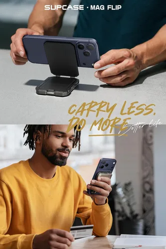 Miniatura 8 de SUPCASE para cartera MagSafe con soporte, cartera magnética para hombres, [contiene 5 tarjetas] [soporte ajustable] [bloqueo RFID] soporte para Negro