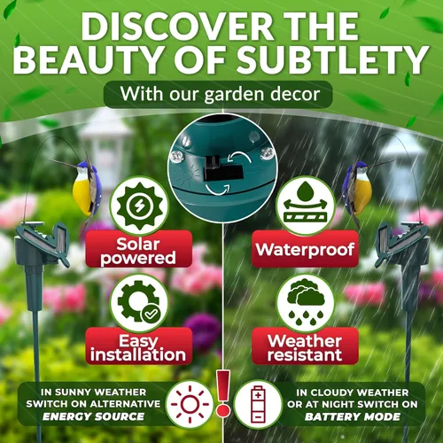 Miniatura 4 de 3 estacas solares de colibrí para jardín que se mueven como pájaros reales, estacas decorativas de jardín, decoración de colibrí en movimiento