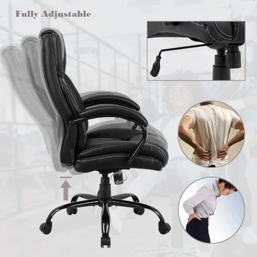 Miniatura 6 de Silla de oficina ejecutiva grande y alta, resistente, 500 libras, silla de escritorio para computadora, ergonómica, respaldo alto, silla giratoria