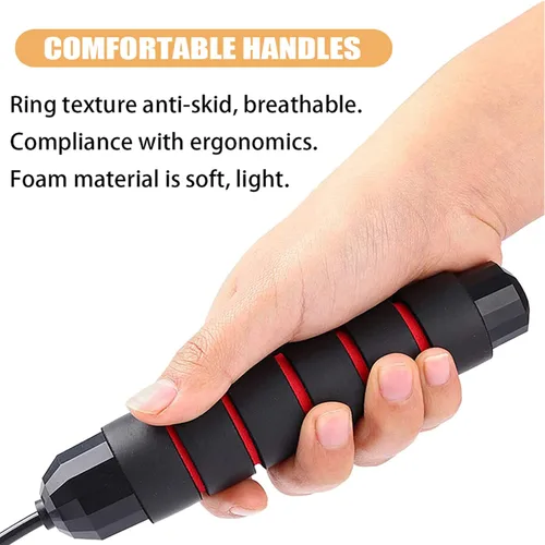 Miniatura 5 de Redify Cuerda de saltar, cuerdas de saltar para fitness, para mujeres, hombres y niños, cuerda de salto de velocidad para entrenamiento con Rojo