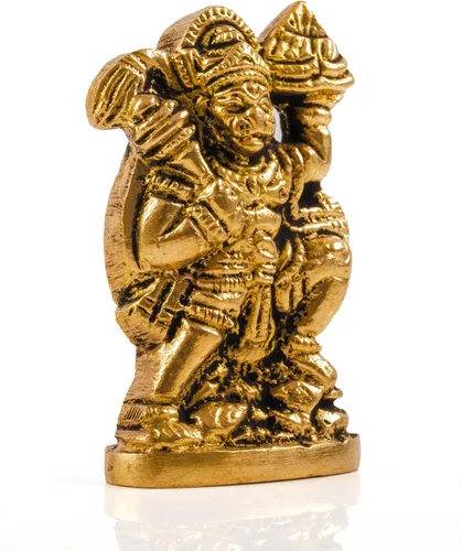 Miniatura 6 de Hanuman Pooja Murti - Estatua de ídolo de latón de Dios Señor, escultura religiosa espiritual, estatua antigua india, decoración para la entrada