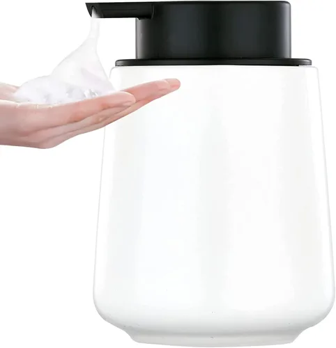 Miniatura 18 de Dispensador de jabón de manos de espuma de 12 onzas, dispensador de jabón espumoso negro para baño con bomba fácil de presionar, dispensador