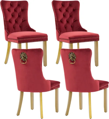 Miniatura 99 de Shenyon Juego de 2 Sillas de Comedor de Terciopelo Gris, Sillas de Comedor Tapizadas con Ribete de Anilla Trasera y Patas de Madera Maciza, Sillas