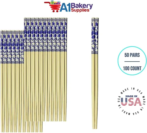 Miniatura 7 de Palillos de madera de bambú natural, 50 pares/100 unidades en 9 pulgadas por A1 bakery supplies