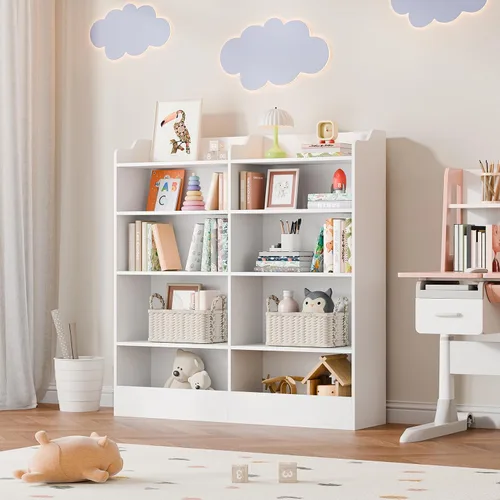 Miniatura 2 de Cozy Castle Organizador de almacenamiento, estantería de oficina de 5 niveles, estantería de 10 cubos para sala de estar, oficina (natural)