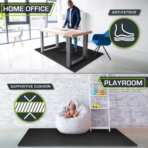 Miniatura 5 de ProsourceFit - Tapete de ejercicio extra grueso, azulejos entrelazados de espuma EVA para protección, suelo de entrenamiento acolchado, negro, 1