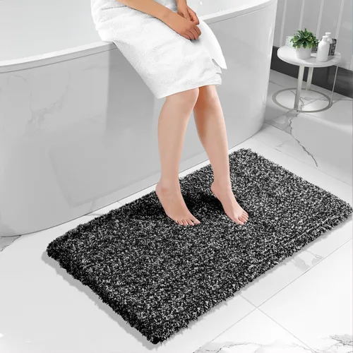 Miniatura 20 de Yimobra Alfombra de baño de felpa esponjosa, súper lanuda suave, cómoda, antideslizante, absorbente de agua, alfombra de baño de microfibra que se