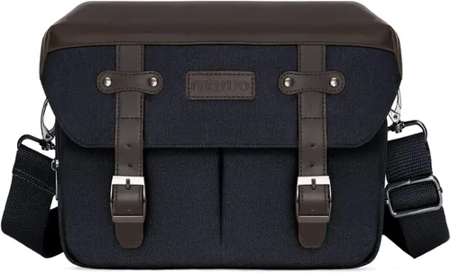 Miniatura 9 de MOSISO Bolso Cruzado para Cámara, Bandolera Mensajero de Cuero PU Vintage para Fotografía DSLR/SLR/Sin Espejo, Funda para Gadgets con Tapa
