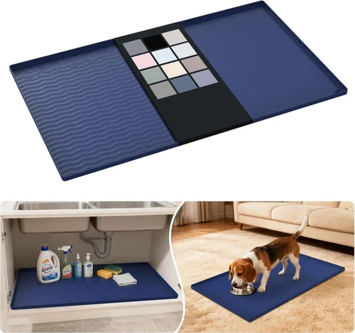 Miniatura 36 de URMONA Tapete de silicona impermeable para debajo del fregadero, 34 x 22 pulgadas, forro para estante de cocina y baño, protector de gabinetes