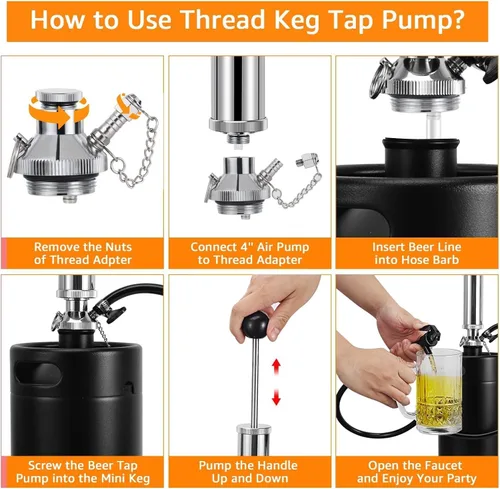 Miniatura 5 de Mini cultivador de barril de 128 onzas con sistema de grifo de cerveza, bomba de grifo de barril de 3.6 L, bomba de mano presurizada, dispensador