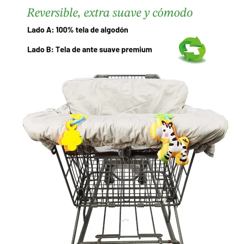 Miniatura 6 de Funda para carrito de compras, cubierta de carrito para bebés, Funda acolchada para silla alta, cojín de asiento reversible dividido, bolsa