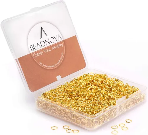 BEADNOVA Anillos de salto de 0.197 pulgadas para hacer joyas, anillos abiertos dorados para aretes y llaveros (1200 unidades)