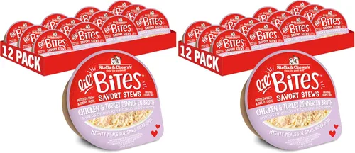 Miniatura 9 de Stella & Chewy's Lil Bites - Guisos salados para razas pequeñas, cena de pollo y pavo en caldo, tazas de 2.7 onzas (paquete de 12)