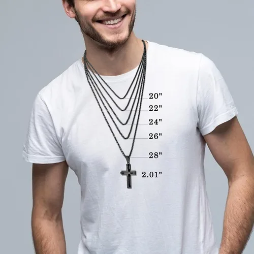 Miniatura 6 de YL Collar de cruz para hombre de acero inoxidable 316L, colgante grande de Jesucristo blancodoradonegro, cadena Rolo de joyería para 20 pulgadas, 22