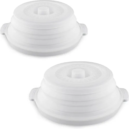 Juego de 2 cubiertas para salpicaduras de microondas con bandeja de platos, cubierta de microondas para alimentos sin BPA, tapa de 10.6 pulgadas,