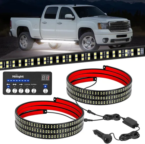 Miniatura 22 de Nilight 2 piezas de 24 pulgadas de tira de luces estroboscópicas para parrilla de camiones, 384 LED, luz de emergencia ámbar, flexible, intermitente
