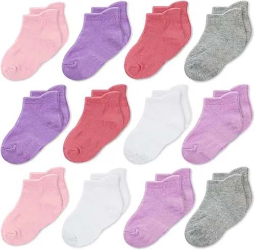 CozyWay Baby & Toddler Socks Ankle Comfy Cotton Socks For Girls and Boys No Show Infant - 12 Pack