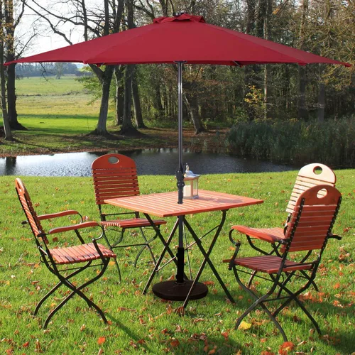Miniatura 3 de Giantex Sombrilla de patio de 9 pies con luces solares, sombrilla de mesa para exteriores con botón de inclinación y manivela, para mercado, jardín