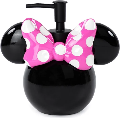 Dispensador de jabón con bomba de Minnie Mouse de Disney - Accesorio de baño para niños en rosa y negro - Bomba de loción de resina Negro - Minnie