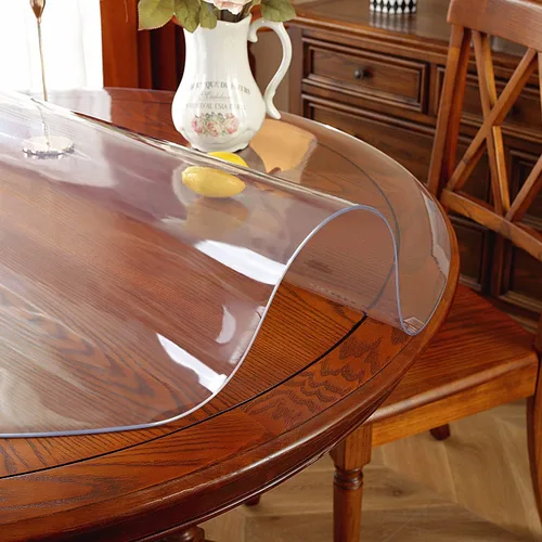 Miniatura 4 de OstepDecor - Protector de mesa redondo transparente de 30 pulgadas, cubierta de mesa transparente gruesa, mantel de mesa redondo de PVC impermeable