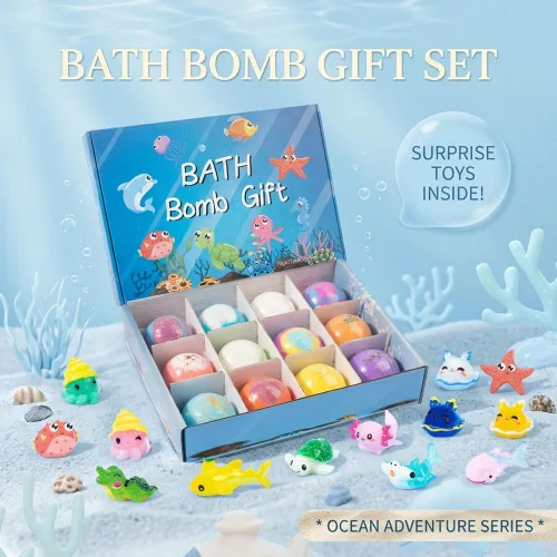 Miniatura 6 de Bombas de baño con sorpresa en el interior, paquete de 6/12 unidades de regalo de baño de burbujas gaseosas, huevo de dinosaurio y océano, bolas