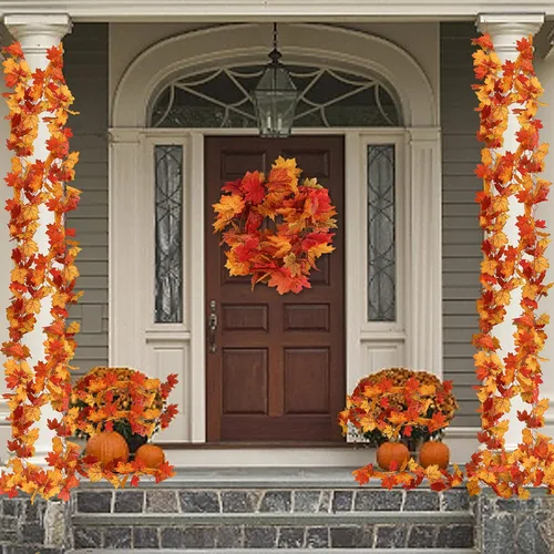Miniatura 6 de RECUTMS 2 guirnaldas de otoño con hojas de otoño, decoración de otoño para el hogar, guirnalda artificial de follaje de otoño, decoración de Acción