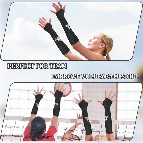 Miniatura 5 de Mangas de brazo de voleibol, mangas para antebrazo, pasando golpe con almohadillas de espuma de protección, agujero para el pulgar, protección