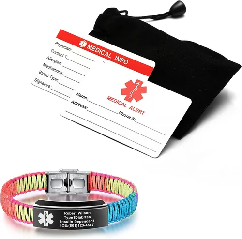 Miniatura 6 de Pulseras de alerta médica para mujeres Pulseras de identificación médica personalizables para hombres, niñas y niños Pulseras médicas trenzadas