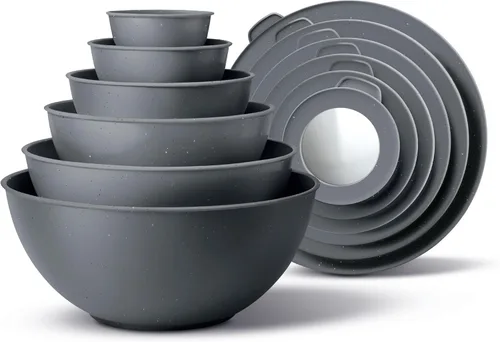 Miniatura 30 de COOK WITH COLOR - Tazones para mezclar anidables, juego de 12 tazones de plástico con tapas, aptos para microondas (menta degradada)