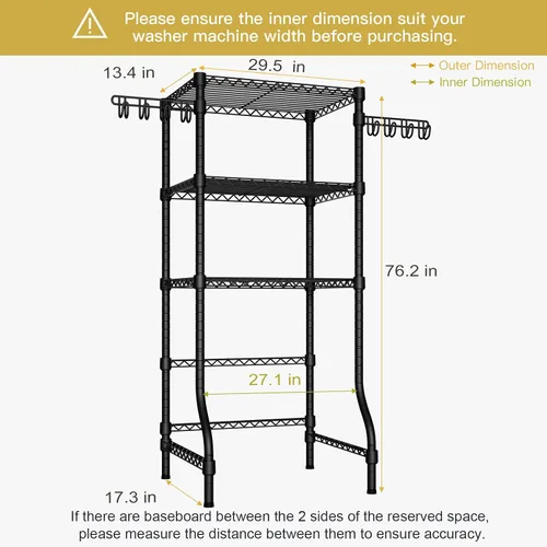 Miniatura 3 de Ulif U8 Mini Organizador de Almacenamiento para Cuarto de Lavandería, Estantes de Almacenamiento Sobre la Lavadora y Secadora para Organización
