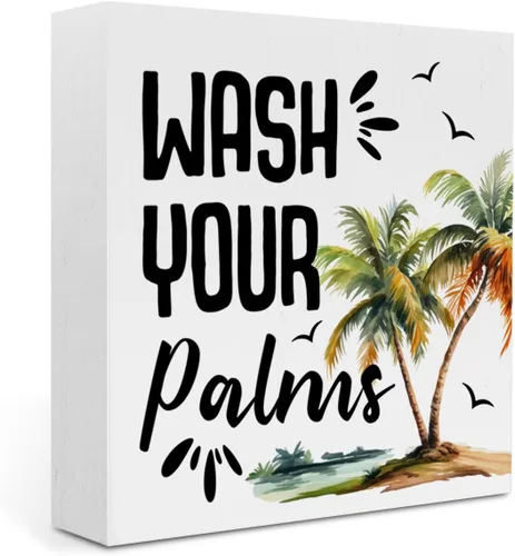 Miniatura 14 de Decoración de baño de playa, reglas de baño, estrellas de mar, decoración de verano, letrero de caja de madera para el hogar, oficina, estante