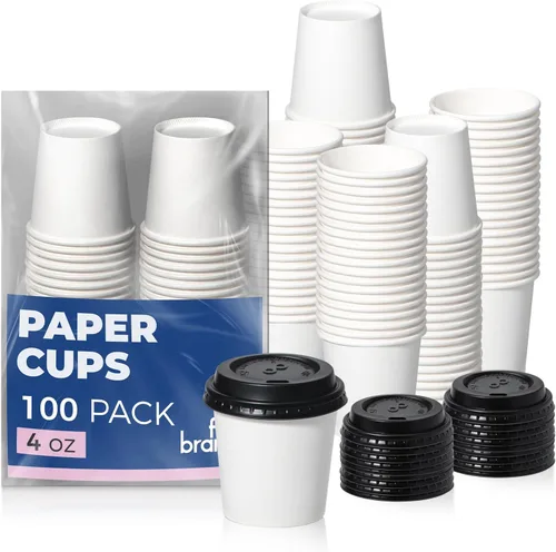 Miniatura 8 de Fit Meal Prep Paquete de 100 tazas de café desechables de 10 onzas con tapas, vasos de papel de primera calidad, tazas de café caliente a prueba