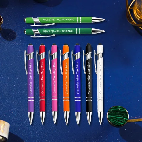 Miniatura 7 de Bolígrafos personalizados con punta de lápiz digital, bolígrafos grabados personalizados, bolígrafo de bola de tacto suave, bolígrafos con nombre