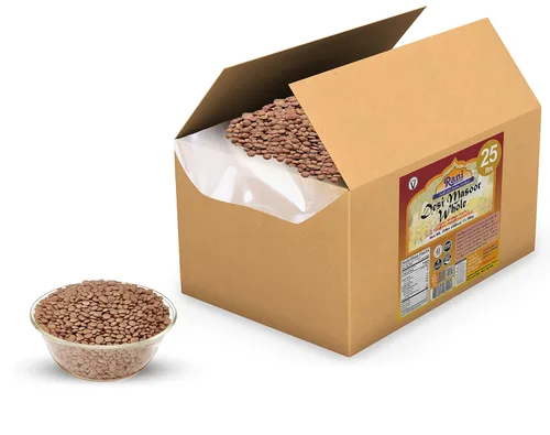 Miniatura 4 de Rani Desi Masoor (Masur) Entero 400oz (25lbs) 11.36kg (también conocido como Lentejas Pardina Españolas/Americanas Enteras Marrone) Caja a Granel ~