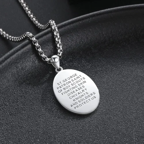 Miniatura 120 de Collar de plata de ley 925 con medalla de San Patrón, colgante de protección católica, amuleto, joyería religiosa para hombres y mujeres