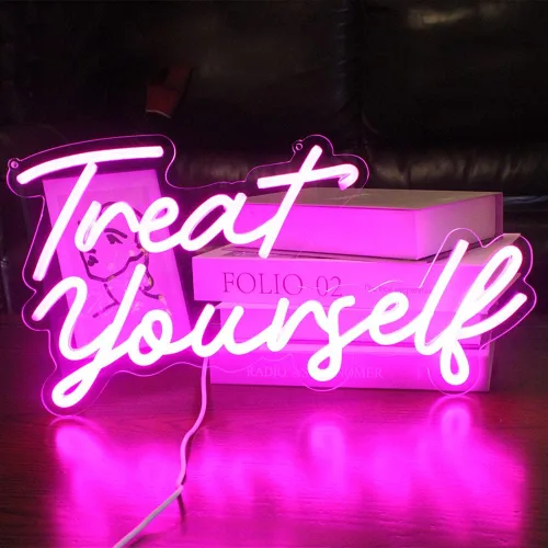 Miniatura 13 de Letrero LED de neón de feliz cumpleaños, luz nocturna, decoración de fiesta de cumpleaños, funciona con USB, color rosa, funciona con USB