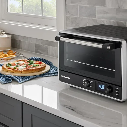 Miniatura 6 de KitchenAid Horno de encimera digital con freír aire y piedra para pizza, KCO128BM, negro mate