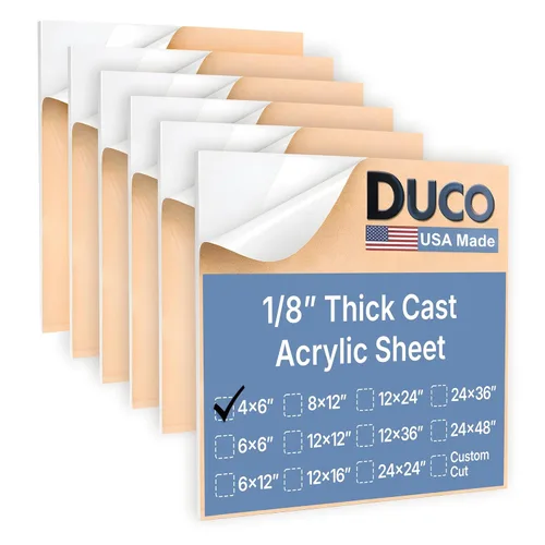 Miniatura 62 de Duco - Hoja de acrílico fundido transparente hecha en Estados Unidos, 1/8 de pulgada de grosor, 12 x 12 pulgadas, 1 paquete de láminas de plexiglás