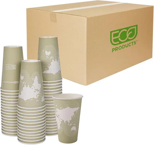 Miniatura 17 de ECO PRODUCTS Tazas de café de espresso desechables y compostables World Art de 4 onzas, caja de 1000, taza de papel caliente renovable, forro de PLA
