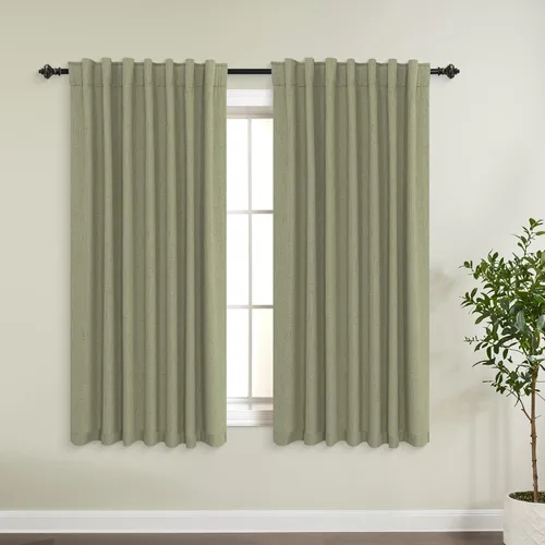 Miniatura 27 de KOUFALL - Cortinas de medio estilo francés de lino para ventana, juego de 2 cortinas cortas de 40 pulgadas de longitud, para privacidad, cortinas